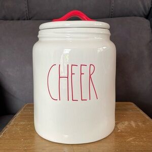 Rae Dunn “Cheer” Canister Christmas LL Red Handle Flat Lid